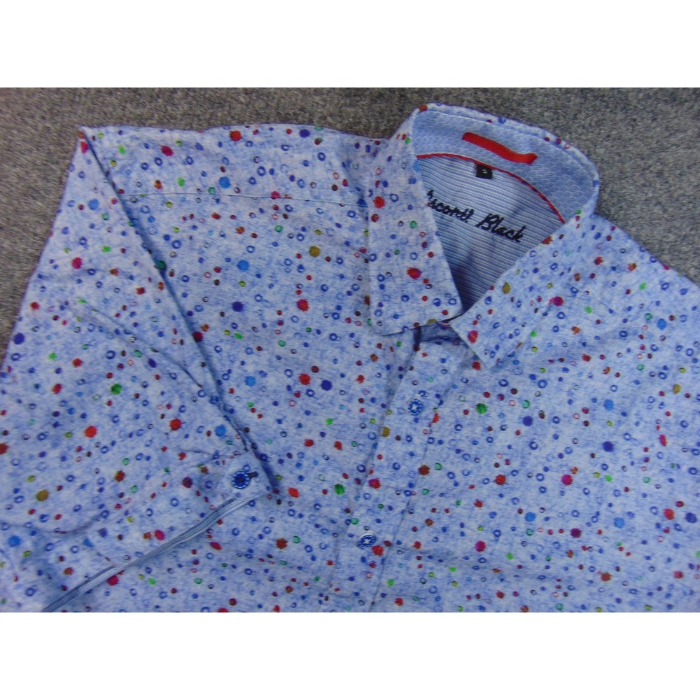 Visconti Black Shirt Mens Small Blue Dot Short Sleeve Club Party Streetware